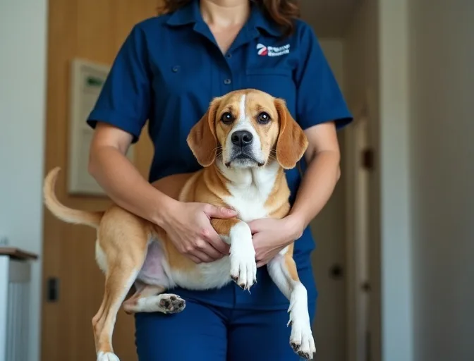 Technician respectfully transporting a deceased dog in Selby